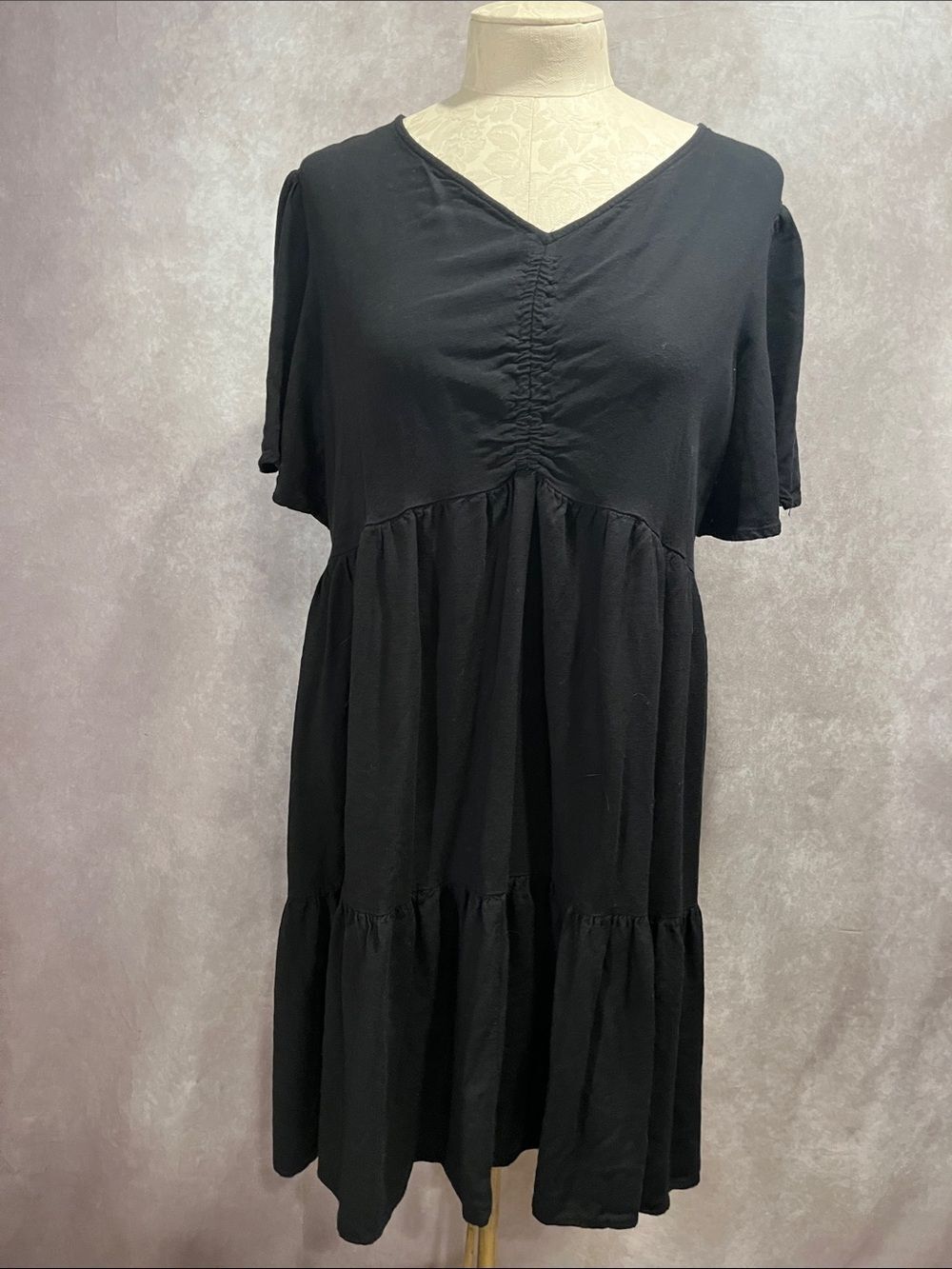 Ava & Viv V-Neck Tiered Babydoll Flutter Sleeve Mini Dress size X / 14